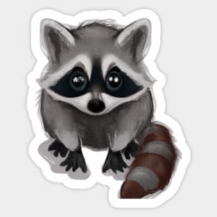 Cute Raccoon Drawing Sticker